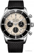 Superocean Heritage II B01 Chronograph 44 with silver dial and black Aero Classic rubber strap