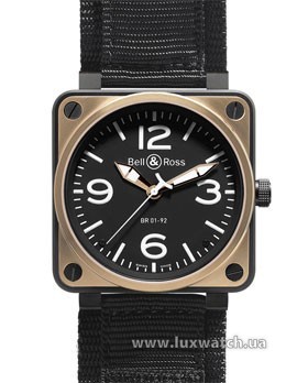 Bell & Ross » _Archive » BR Instrument BR 01-92 46mm Automatic » BR 01-92 PinkGold&Carbon Synthetic