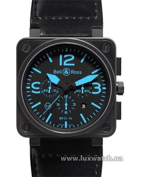 Bell & Ross » _Archive » BR Instrument BR 01-94 46mm Chronograph Carbon » BR 01-94 Blue Leather