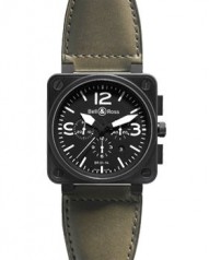 Bell & Ross » _Archive » BR Instrument BR 01-94 46mm Chronograph Carbon » BR 01-94 Carbon KhakiLeather