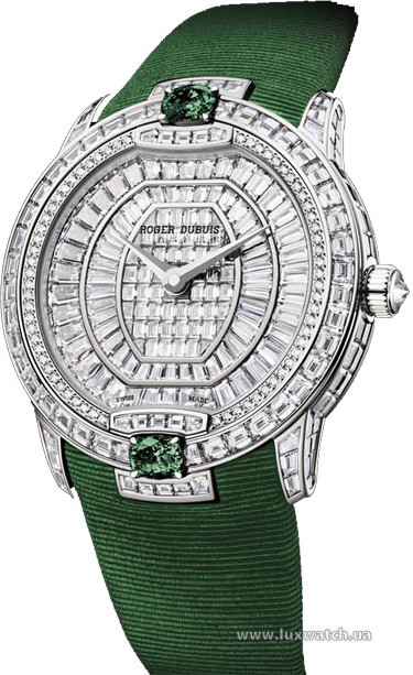 Roger Dubuis » _Archive » Velvet Automatic High Jewellery » Velvet Haute Joaillerie White Gold Green Emeralds Green Strap