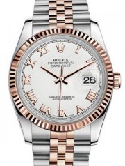 Rolex » _Archive » Datejust 36mm Steel and Everose Gold » 116231 White Roman Dial Jubilee