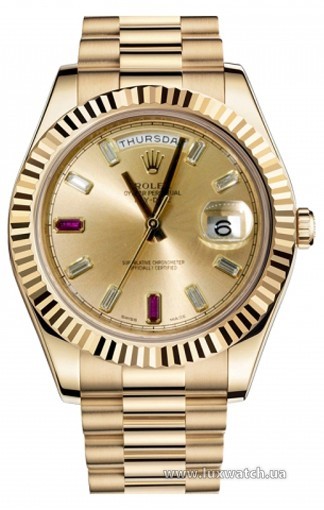 Rolex » _Archive » Day-Date II 41mm Yellow Gold » 218238 Champagne Ruby