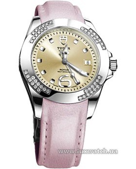 Tudor » _Archive » Classic Lady Lady Diamonds "Moon" Bezel » 79440P-PinkLeather ChampagneDial9HourMakers
