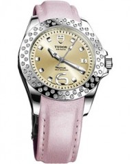 Tudor » _Archive » Classic Lady Lady Diamonds "Star" Bezel » 79420P-PinkLeather ChampagneDial9HourMakers