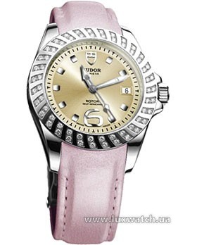 Tudor » _Archive » Classic Lady Lady Diamonds "Sun" Bezel » 79430P-PinkLeather ChampagneDial9HourMakers